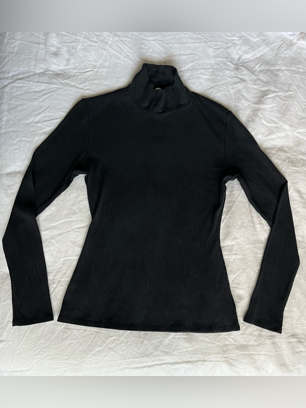 Reformation Jeans Black Ribbed Turtleneck Long Sleeve Top